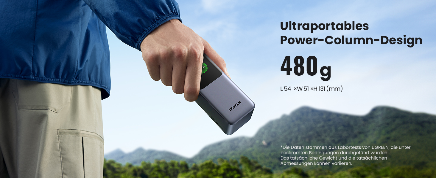 Повербанк UGREEN Nexode 130W Power Bank 20000mAh із зовнішнім акумулятором на 3 порти та цифровим дисплеєм, сумісний з iPhone 15 Pro/Pro Max/15/14, Galaxy S24 Ultra, Macbook Pro тощо