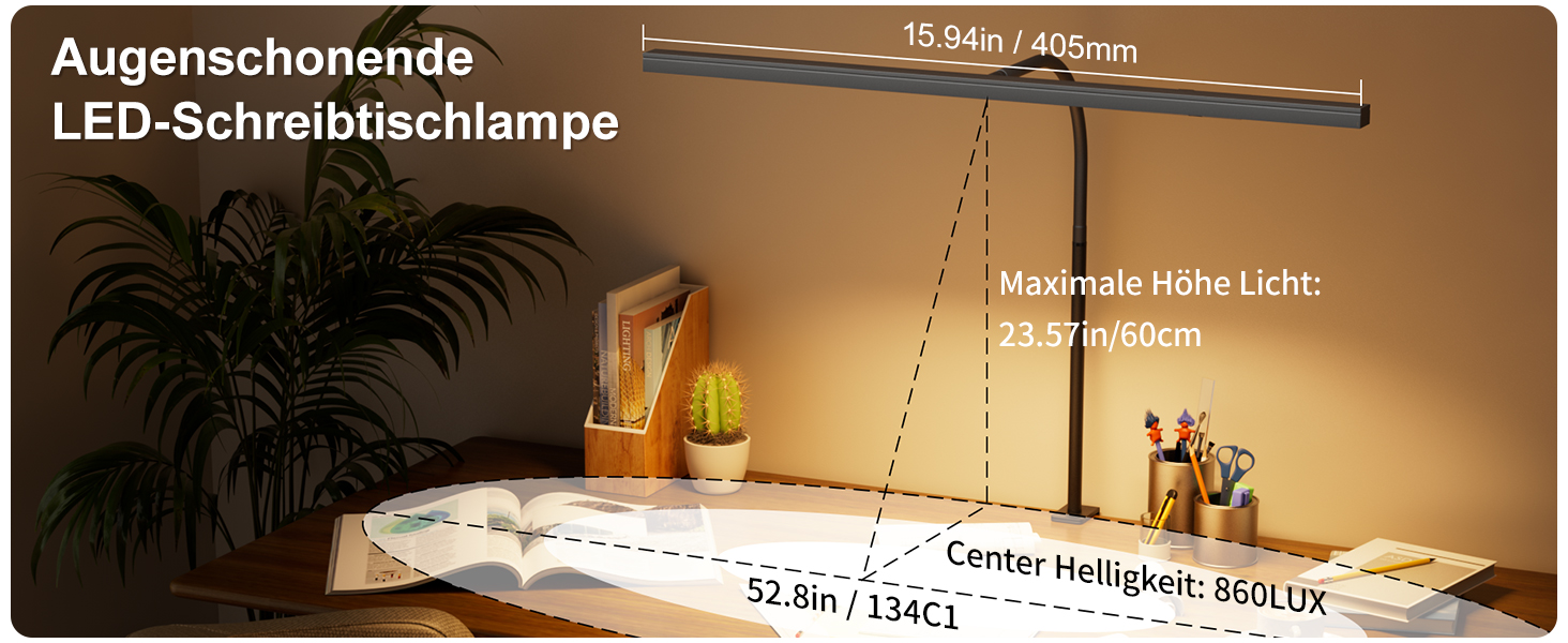 Настільна лампа Nulmvic LED Clamp, захист очей, з можливістю затемнення, 3 кольори, 10 рівнів, гнучка, чорна