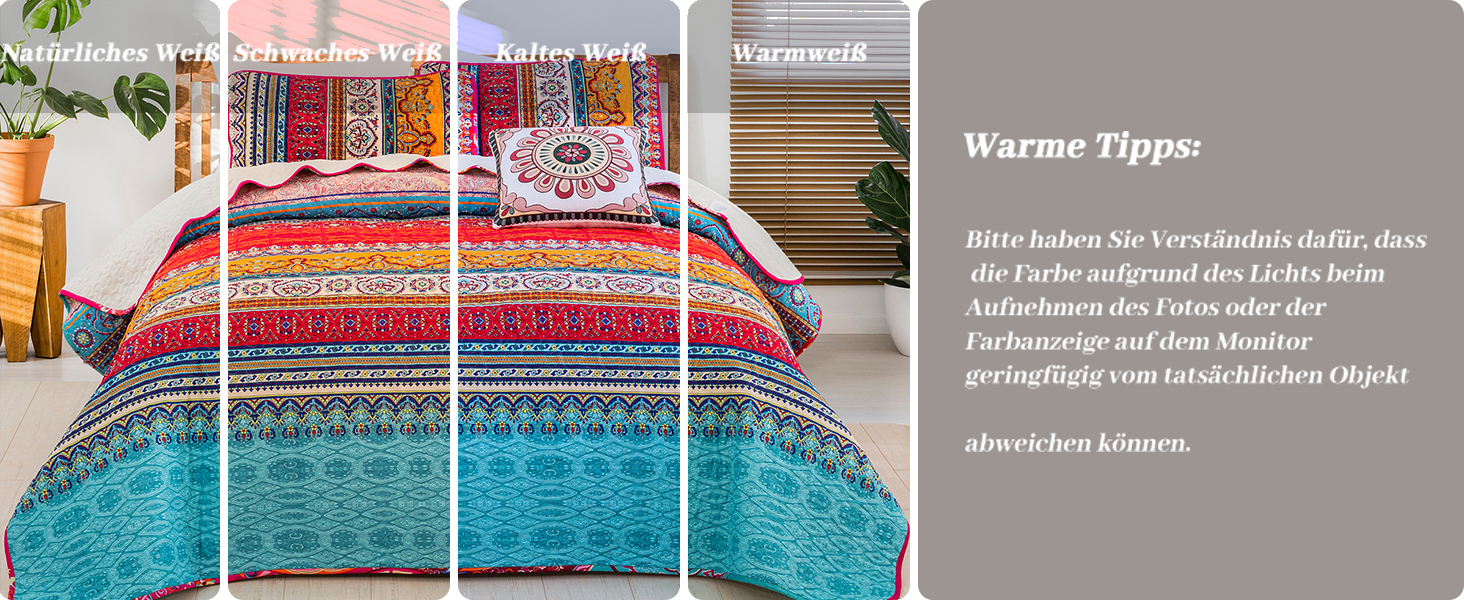 Постільна покривало WONGS BEDDING Boho 3-предметний комплект (220x240 см) з 2 наволочками 50x70 см, стібана ковдра з мікрофібри для спальні та дивана, Беміс