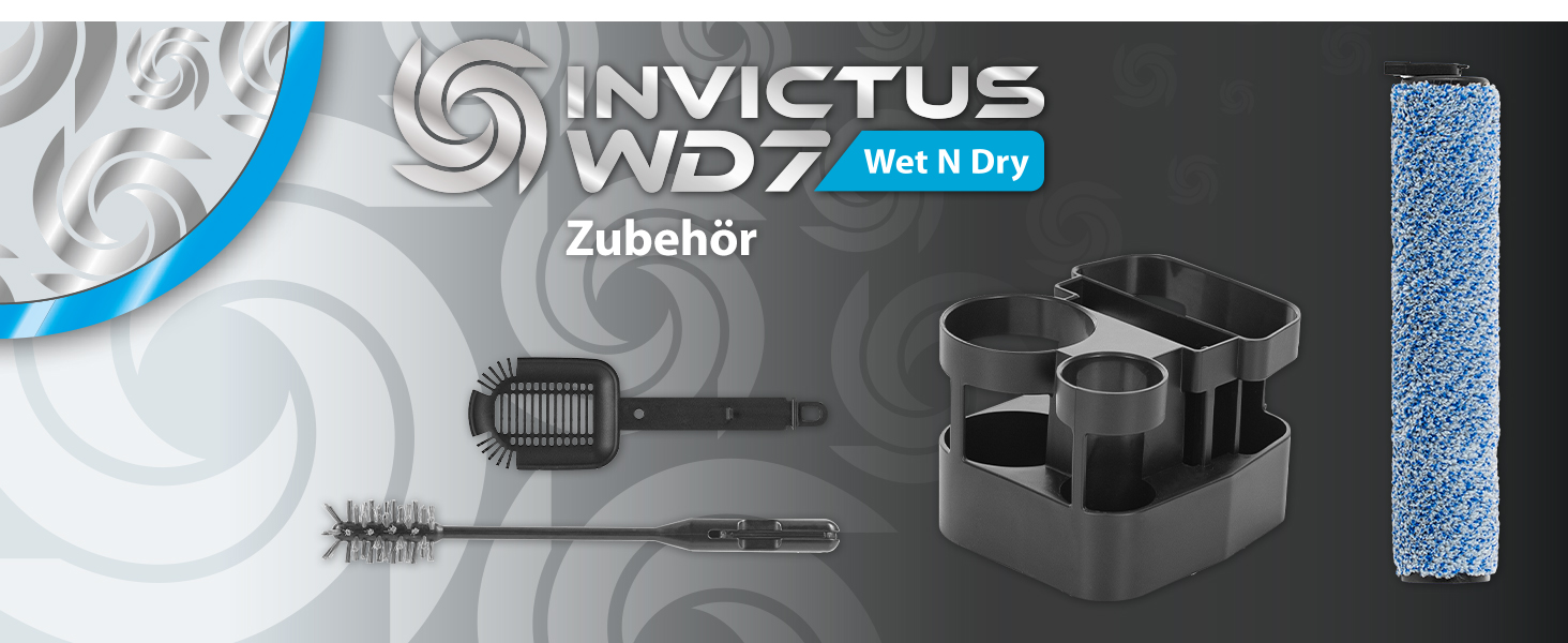 Набір аксесуарів Genius Invictus WD7 4 шт. для бездротового пилососа для вологого та сухого прибирання, валик щітки для килимів, щітка для чищення, коробка для зберігання, гребінець для чищення