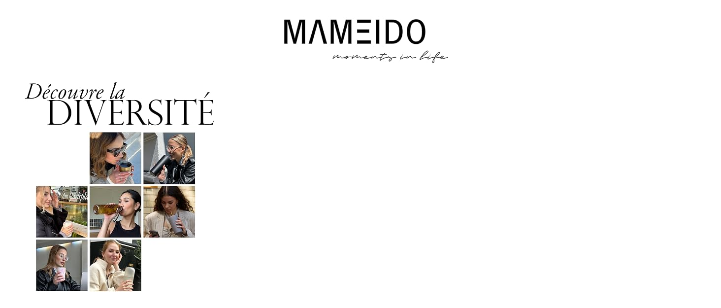 Термос-пляшка MAMEIDO зі соломинкою 500 мл, Blush Kissed — герметична спортивна пляшка з 2-в-1 кришкою та ремінцем для перенесення, BPA-free