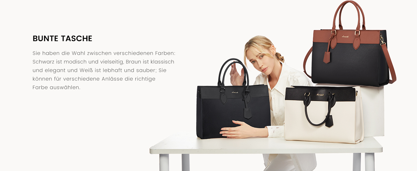 Сумка для ноутбука LOVEVOOK 15.6 дюймів, велика робоча сумка, шопер, акцентна сумка, водонепроникна сумка з PU шкіри, для бізнесу, роботи, навчання, чорна