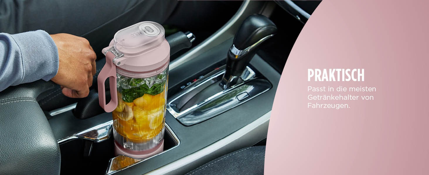 Портативний блендер Ninja Blast Max: 570 мл, акумулятор, чаша та кришка, 3 функції, для смузі та протеїнових коктейлів, рожевий (BC251EULD)