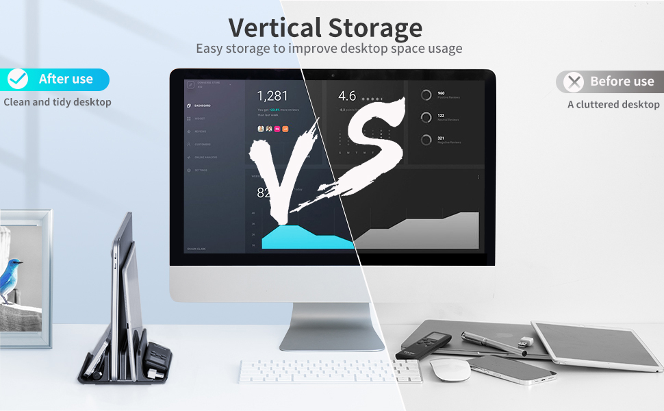 Підставка для ноутбука VAYDEER вертикальна, регульована, алюмінієва, для MacBook, iPad, ноутбуків до 17.3 дюйма - чорна