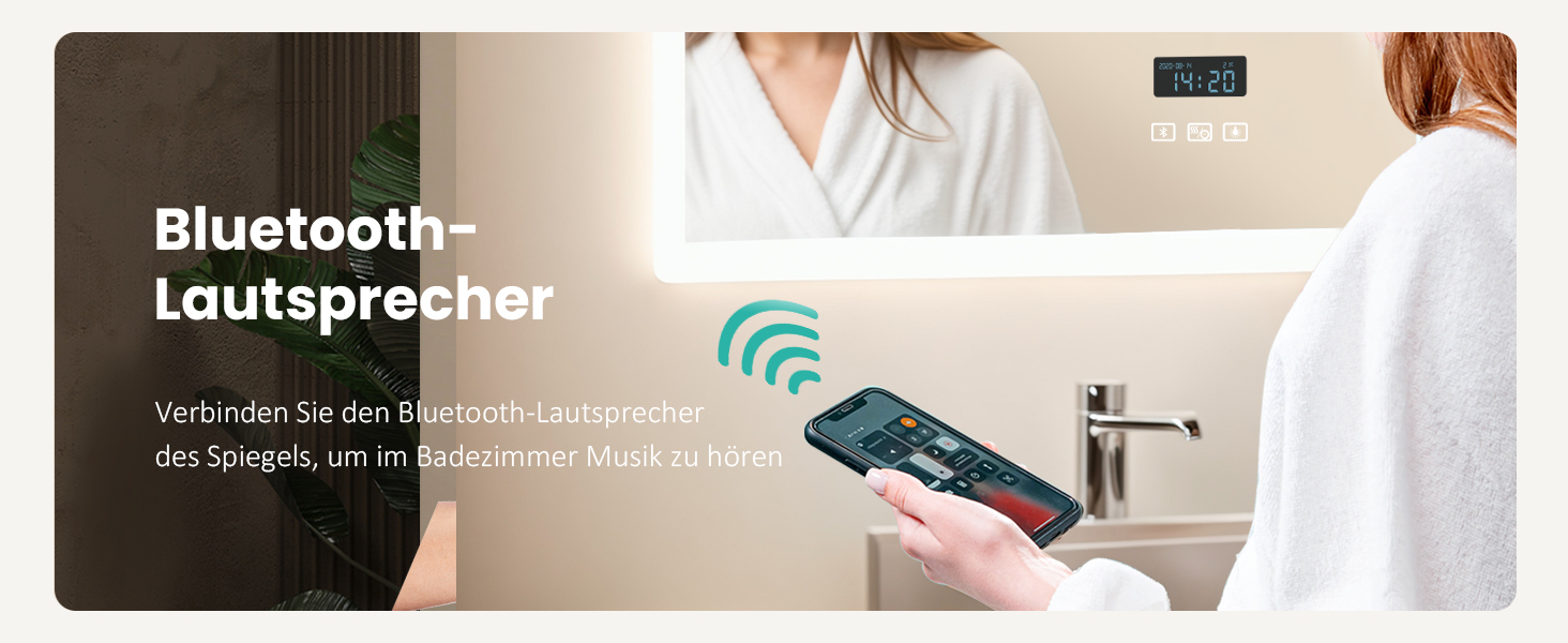 EMKE® LED дзеркало для ванної кімнати 80x60 см з підсвічуванням, регулюванням, годинником та Bluetooth, IP44, 3 кольори світла