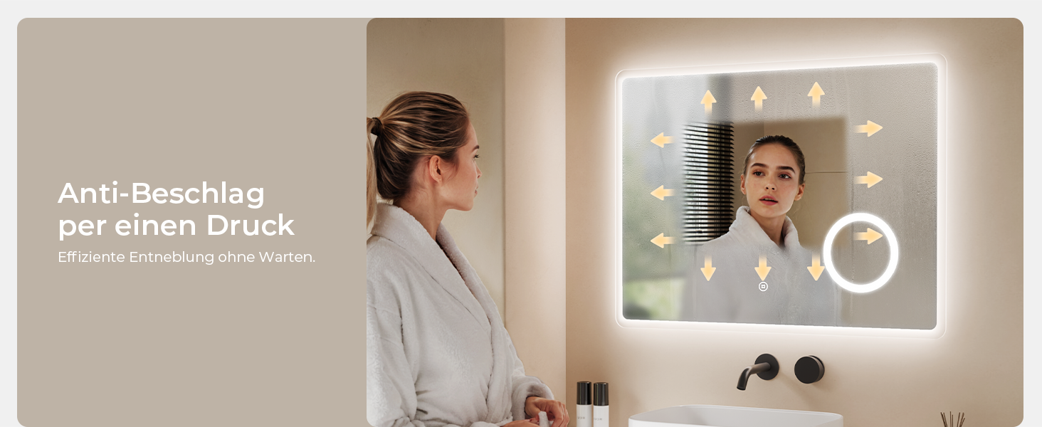 Дзеркало для ванної кімнати S'AFIELINA з підсвічуванням 60x120 см, 3-разове збільшення, сенсорне керування, IP44, енергозбереження