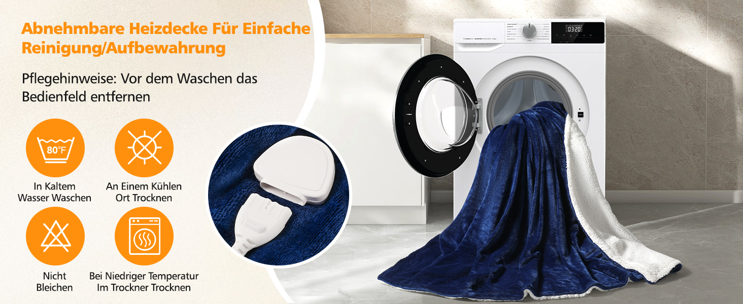 Електрична ковдра з таймером та пультом керування, 133x155 см, 6 режимів нагріву, машинне прання, сіра (155*180 см блакитна)