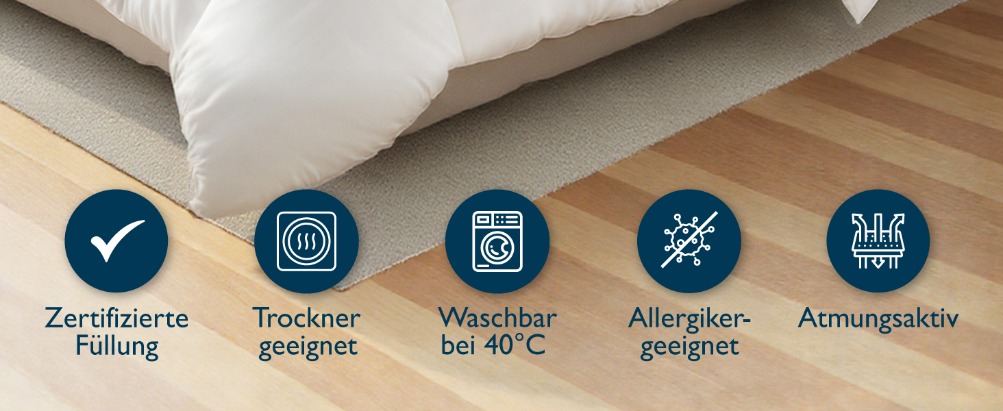 Пухова ковдра Beautissu з 100% пуху та пера – Made in Germany – сертифікація Oeko-Tex, Downpass & Nomite – бавовняна наволочка, 135x200 см, придатна для прання, зимова ковдра