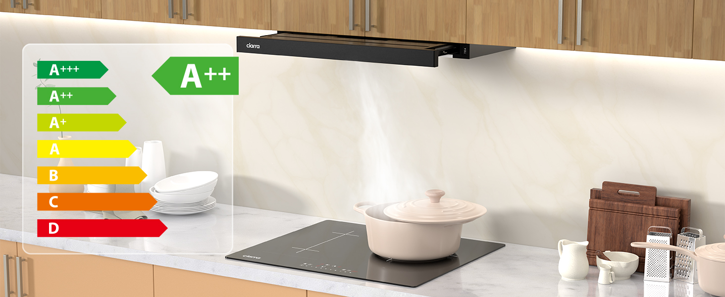Витяжка кухонна CIARRA CBCB6906D 60 см, T-подібна, чорна, A++, продуктивність 391 м³/h, LED-підсвітка, з вугільним фільтром CBCF002X2, режим рециркуляції та відведення
