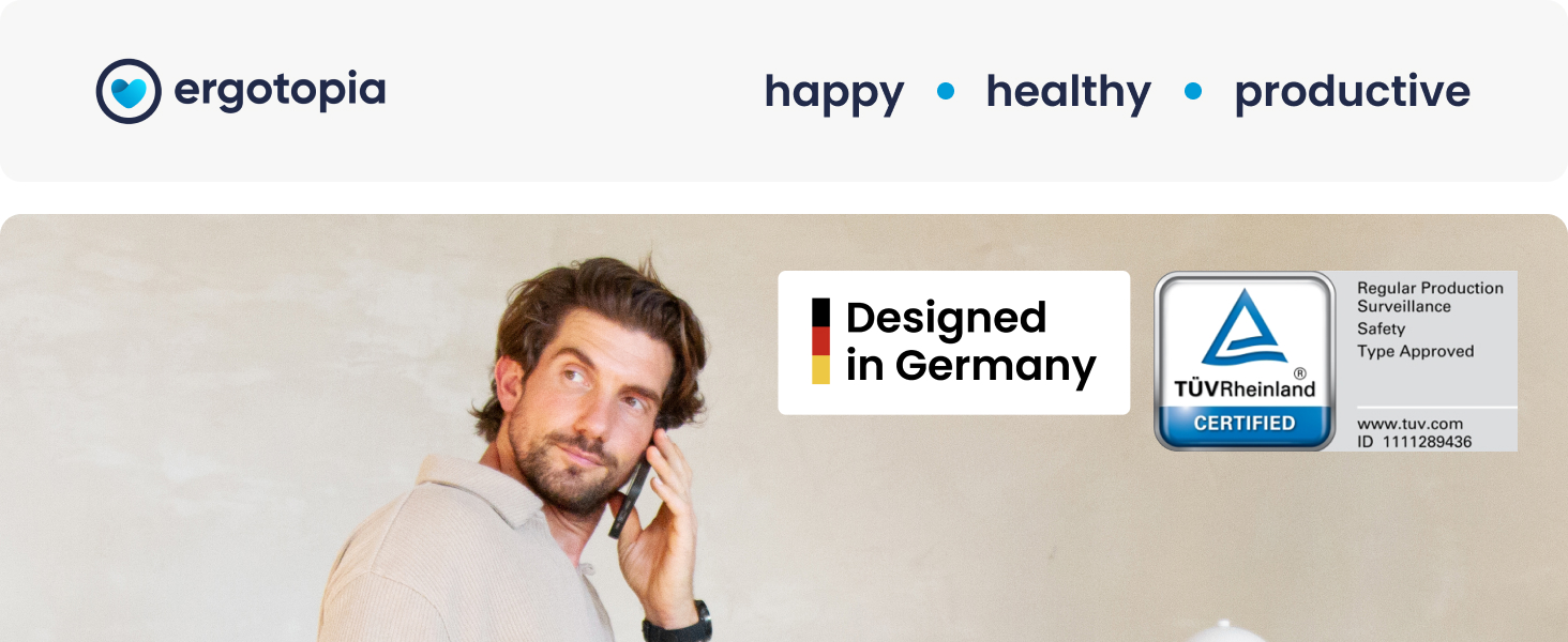 Ergotopia Desktopia One – Регульований стіл, електричний, з подвійним мотором, TÜV-сертифікований, 7 років гарантії (платиновий сірий)