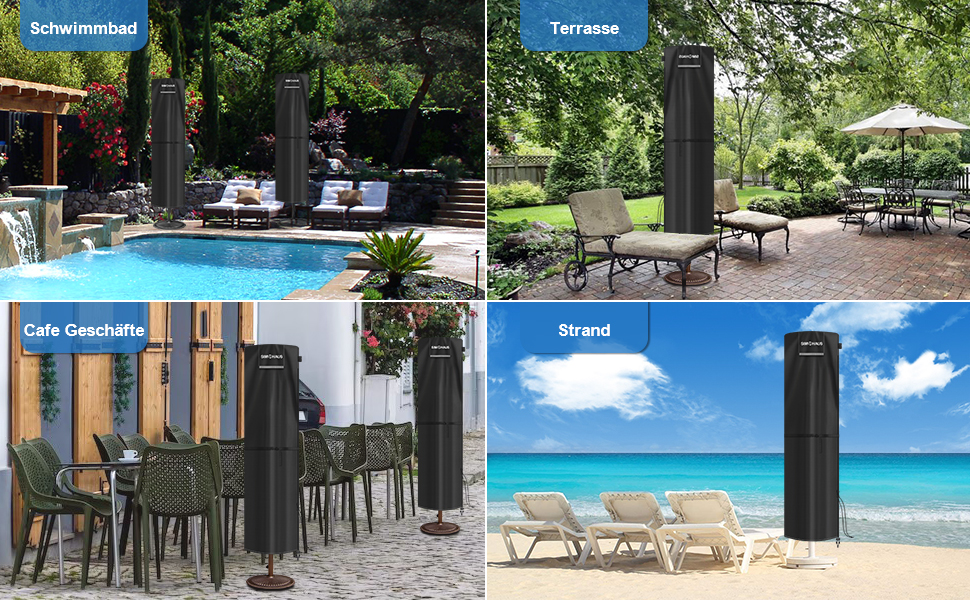 Захисний чохол для парасольки 4м, чохол для парасольки-маркізи, захисний чохол для парасольки до 400 см Ø, чохол для подвійних парасольок, анти-UV, Oxford Fabric, 280x70/70 см