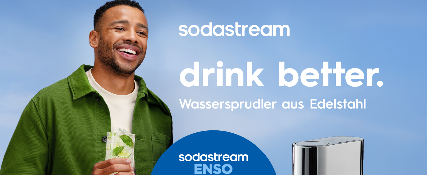 Сифон для газування води SodaStream ENSO з пляшкою 1л та циліндром CO2, сріблястий