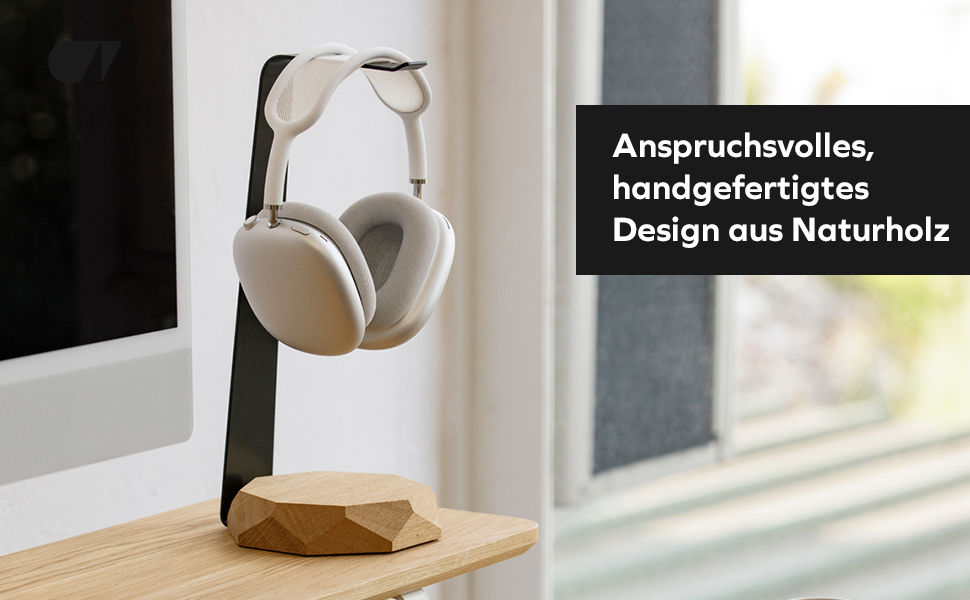 Підставка для навушників Oakywood з масивного дерева (горіх) - універсальна, стабільна, ручної роботи, з металевим кріпленням