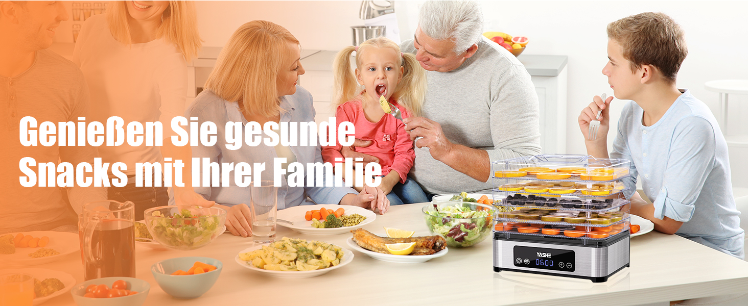 Електричний дегідратор YASHE з нержавіючою сіткою, 5-ярусний, 400W, з таймером для м'яса, фруктів, овочів, трав та собачих ласощів. 5 ярусів з нержавіючої сталі