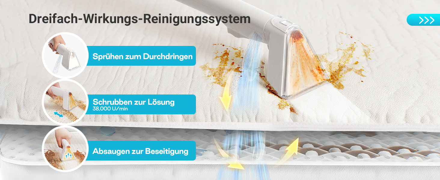 Апарат для чищення м'яких меблів та килимів: потужний волого-пилосос 600W з самоочищенням, об'єм бака 2.3л, 16KPa, для диванів, килимів та меблів.
