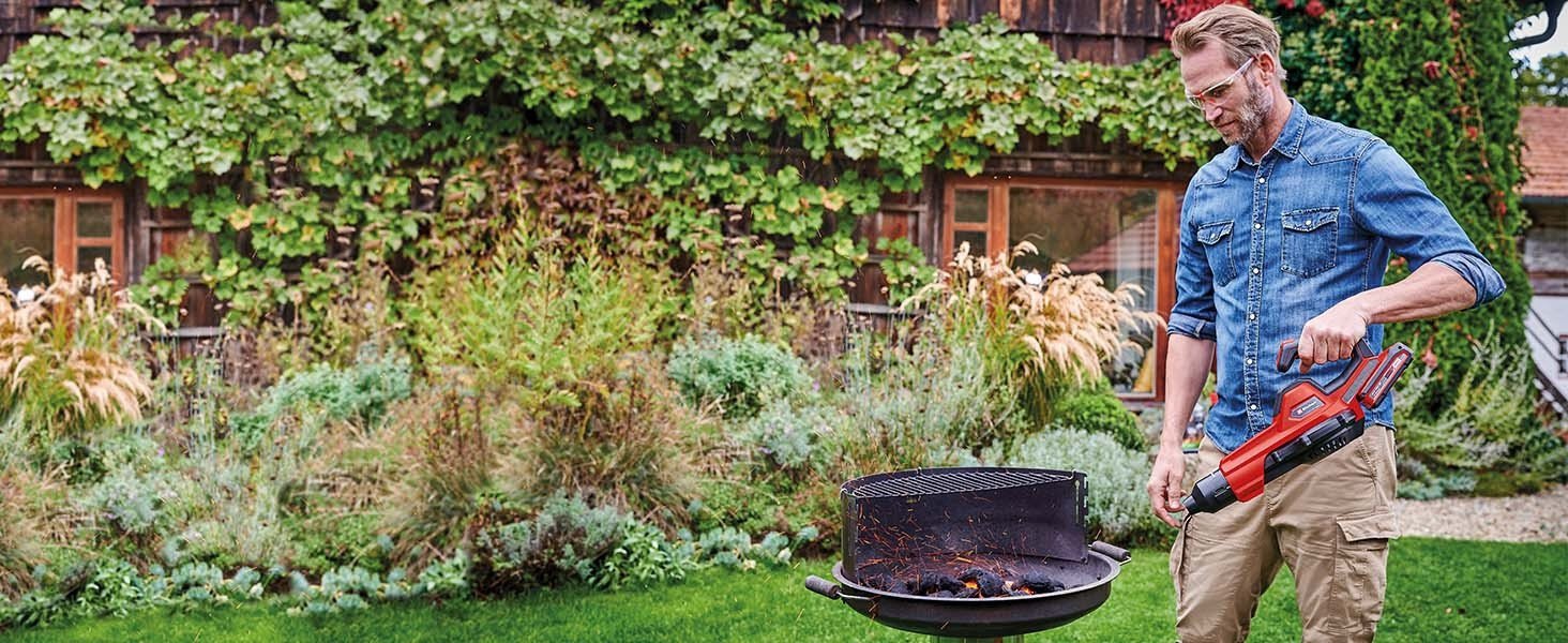 Einhell GE-UB 18/250 Li E-Solo: Акумуляторний повітродув Power X-Change (18 В, 250 км/год, 3 насадки, регулювання швидкості, без акумулятора + акумулятор 4.0Ah та зарядний пристрій)