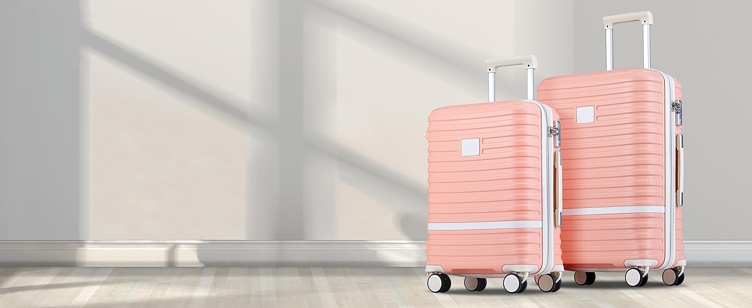 Набір дорожніх валіз Joyway з ABS-пластику, розширюваний чомодан-тролей з TSA-замком та 4 колесами, комплект з дорожньою сумкою та косметичкою, Зелений