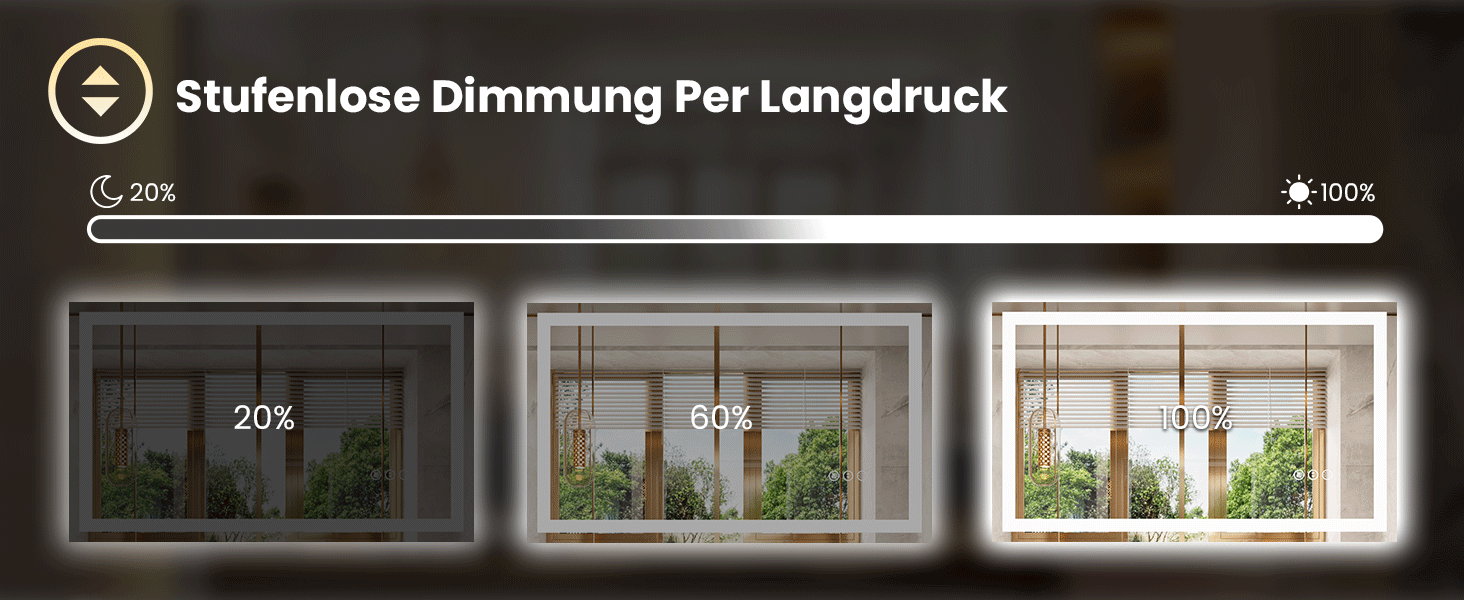 LED дзеркало для ванної кімнати 60x80 см з підсвічуванням, сенсорне керування, регулювання яскравості, 3 кольори світла, антизапар, IP44, вертикальна/горизонтальна орієнтація