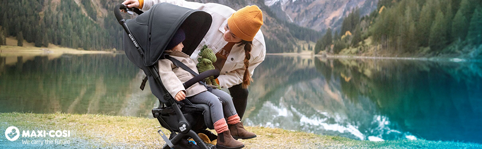 Дитяча коляска Maxi-Cosi Baby, 0-4 роки, до 22 кг, легка та компактна, 3 положення для сну, з плоскою лежачою поверхнею, складна, з ременем безпеки, чорна