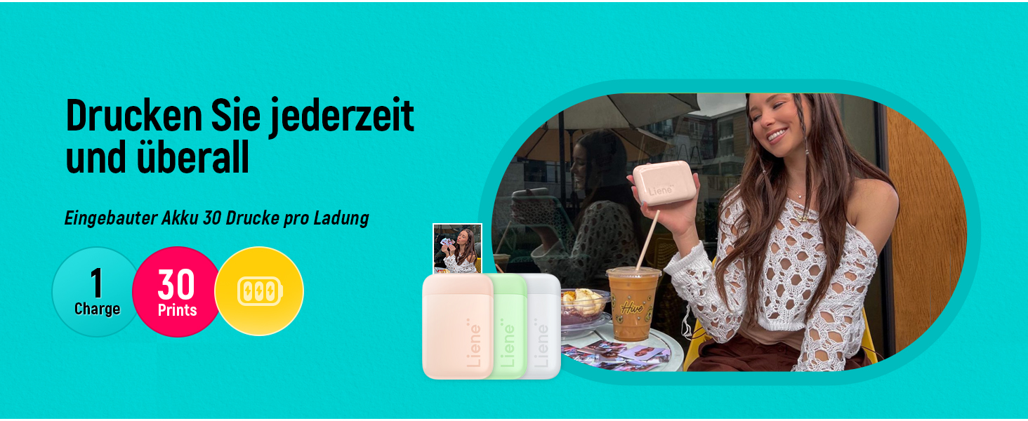 Портативний фотодрук Liene Pearl K100 з друком на Zink папері, Bluetooth 5.0, для iOS та Android, рожевий