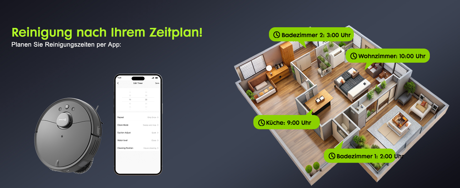 Робот-пилосос з функцією миття, автоматичне спорожнення (75 днів), потужність 8500Pa, зрізач для шерсті тварин, лазерна іграшка для котів, лазерна навігація, знімне м'яке прибирання, робот-пилосос для твердих поверхонь, килимів та шерсті тварин, чорний