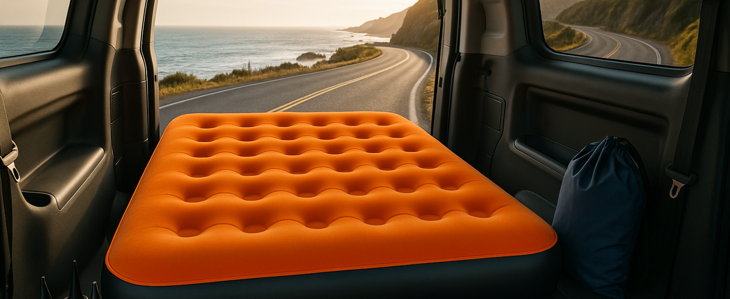 Надувна матрац Luxchoice з самонадувною системою та портативним насосом. Двоспальне ліжко для кемпінгу, подорожей та дому. Розмір 203x152x22 см, вантажопідйомність 250 кг