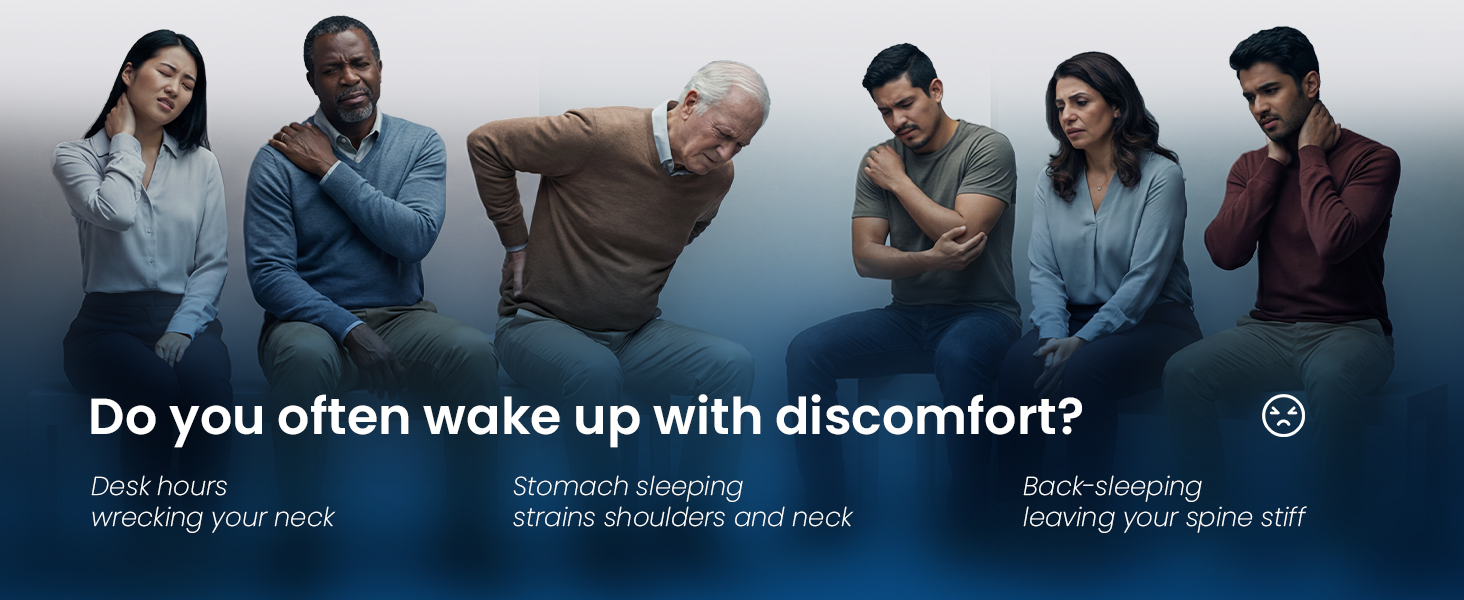 Ортопедична подушка з піною з пам'яті для тих, хто спить на животі та на спині, 40x60 см, 5.7 см, ультратонкий, синьо-білий, знімний чохол