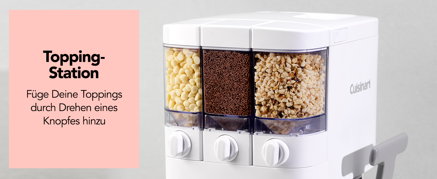Морозивниця Cuisinart ICE48U для м'якого морозива, джелато, сорбету, безмолочного морозива та замороженого йогурту з автоматичним диспенсером топінгів, 1,42 л, 6 порцій, швидке приготування за 20 хвилин, легке очищення