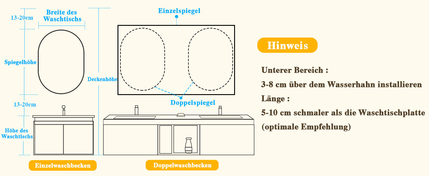 LED дзеркало для ванної кімнати Badspiegel з підсвічуванням, антизапар, сенсорне керування, регулювання яскравості, 3 кольори світла, овальне, 50x70 см
