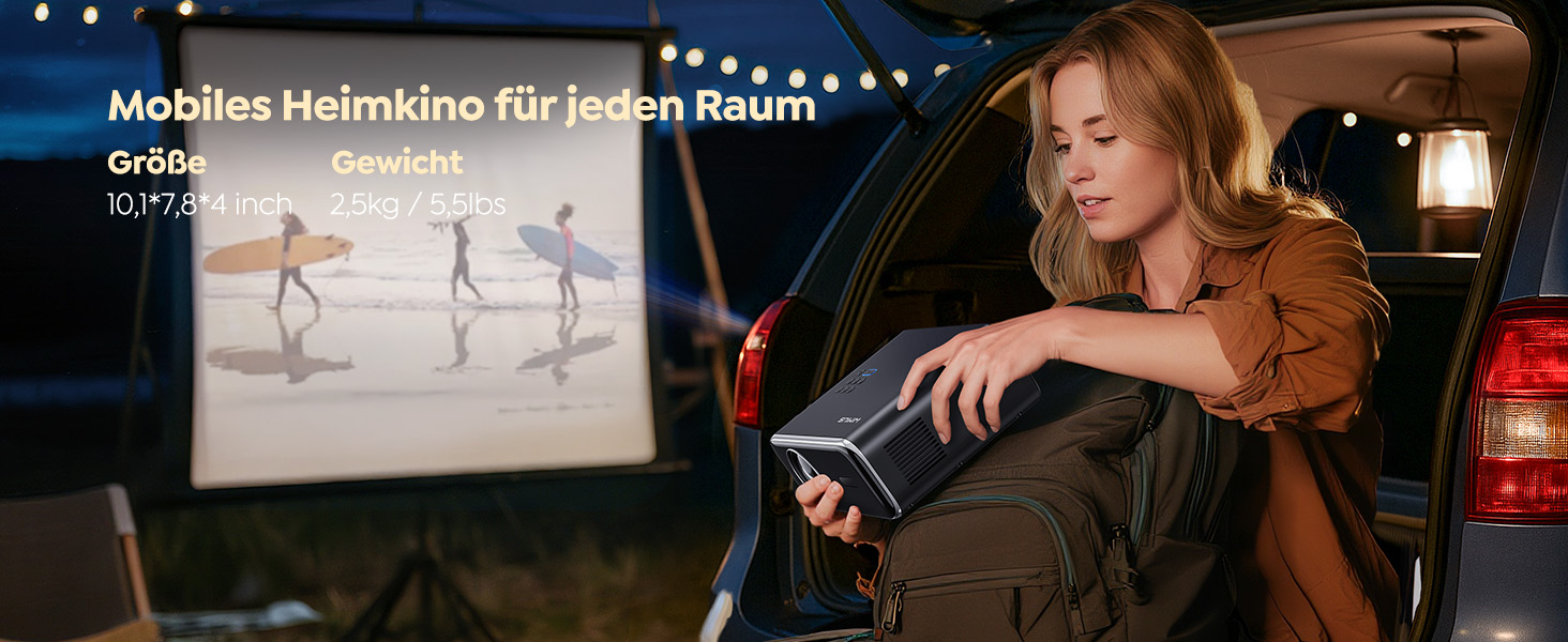 Проектор WiMiUS 1100 ANSI з 4K, Dolby Audio, WiFi 6, Bluetooth та Автофокусом для Домашнього Кінотеатру та Відкритих Подій (Android/iPhone)