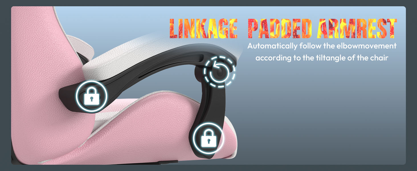 Ігровий крісло Bigzzia Ergonomic з підігрівом, рожево-білий, для геймерів, комп'ютерне, з підголівником та підлокітниками