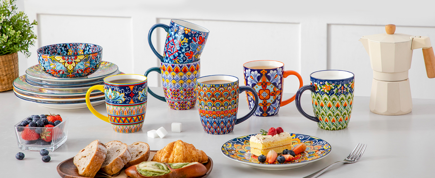 Набір кавових чашок Vancasso 6 шт., SIMI, 360 мл, порцеляна, чайний сервіз, 6 персон