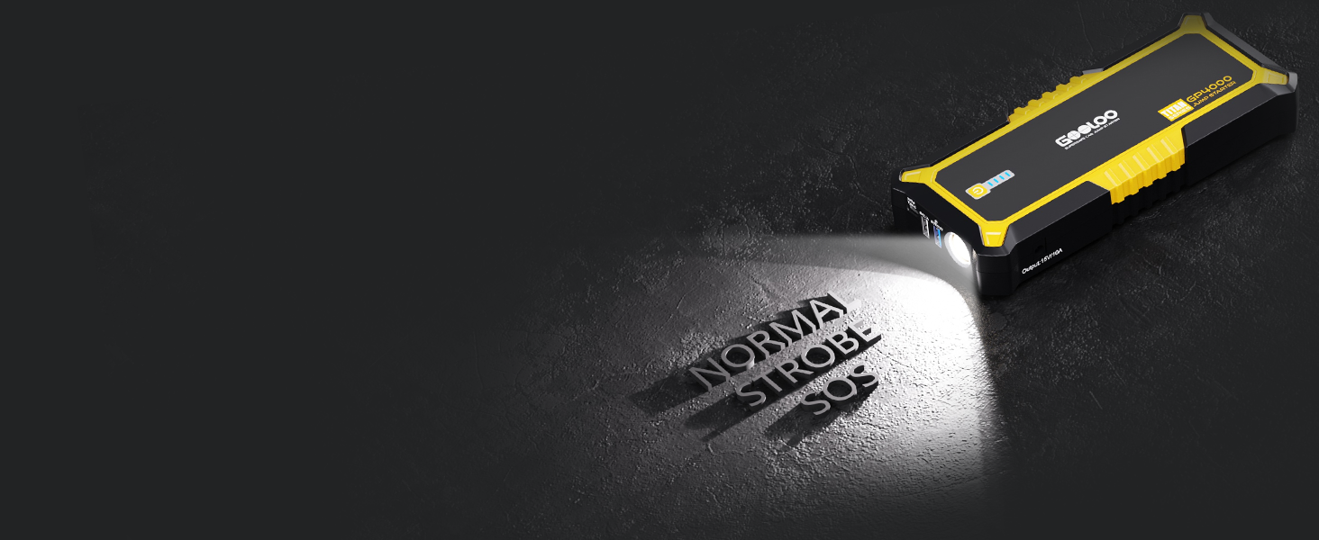 Powerbank Starthilfe GOOLOO GP2000 для автомобілів: 4000A, USB-швидка зарядка, LED, кабель для підзарядки, 8.0L бензин/6.0L дизель