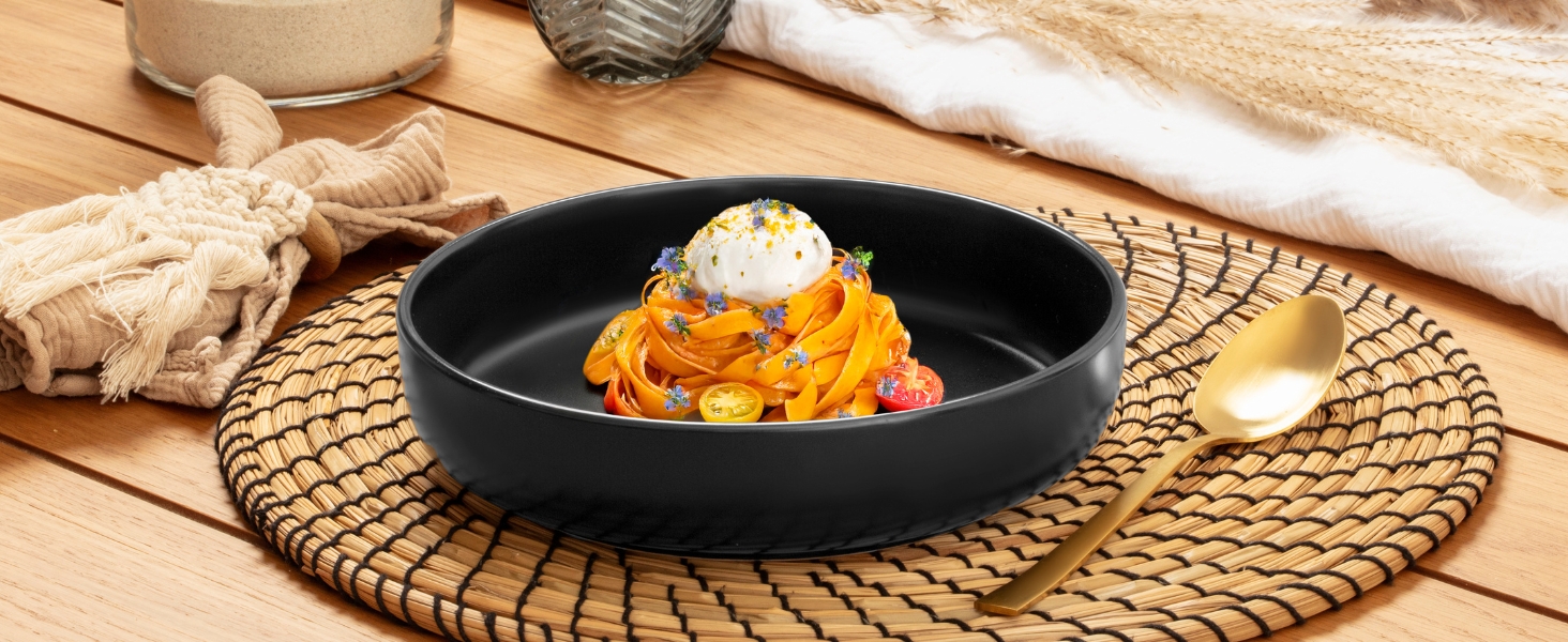 Набір посуду SÄNGER Madeira на 6 осіб, 30 предметів: тарілки, чашки, салатники, чорний керамічний посуд для мікрохвильовки та посудомийної машини | VALUE COLLECTION