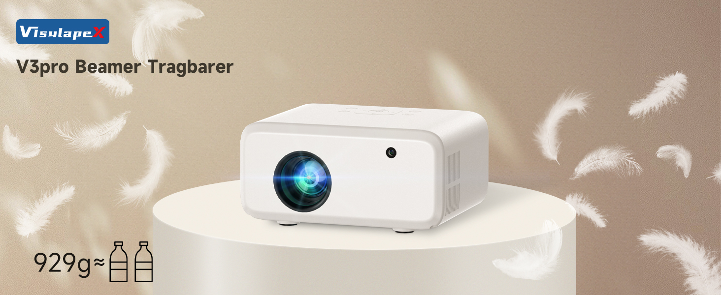 Міні проєктор VISULAPEX V3PRO: 12000LM, 1080P, WiFi, 5G, Zoom, для телефону, TV Stick, X-Box, ноутбука, білий