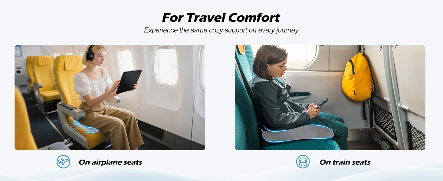 Подушка ортопедична для офісного крісла Lofty Aim з піни Memory Foam: підтримка попереку, куприка, зняття болю, для офісу, авто, літака, інвалідного візка – чорний, синій та сірий
