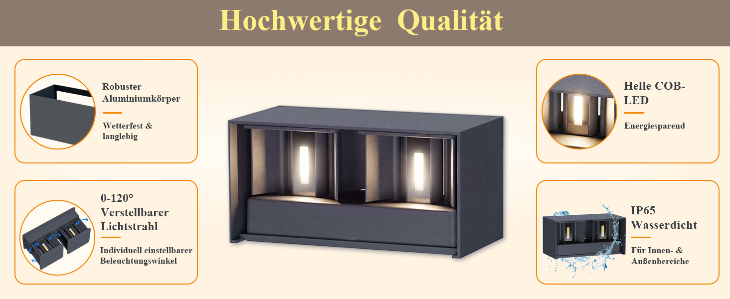 Стічний LED світильник Klighten 24W для вулиці та дому, IP65, Up-Down, тепле біле світло 3000K, регульований кут проміння, антрацит RAL 7016