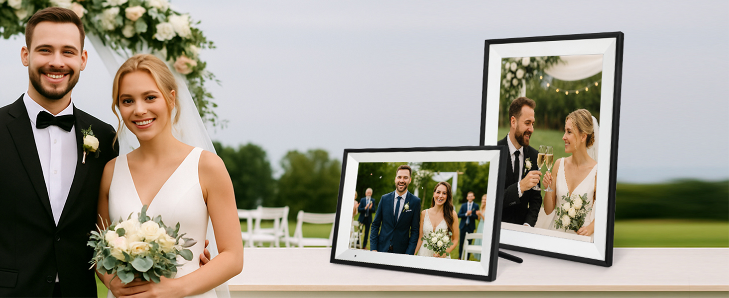 Цифровий фоторамка WiFi 10,1 дюйма, IPS HD сенсорний екран, 32GB, автоматичне обертання, підключення з будь-якого місця, чорний