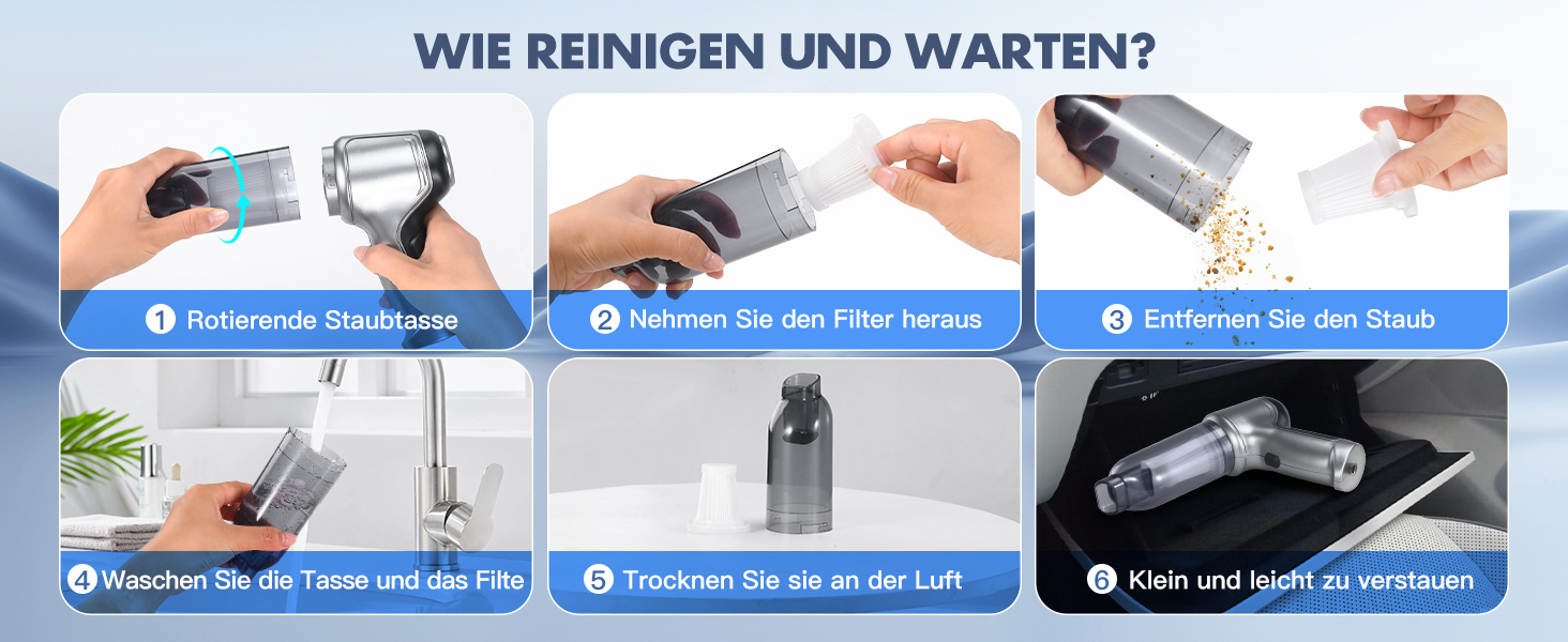 Акумуляторний ручний автомобільний пилосос WYRIAZA — потужний бездротовий міні-пилосос для авто та дому