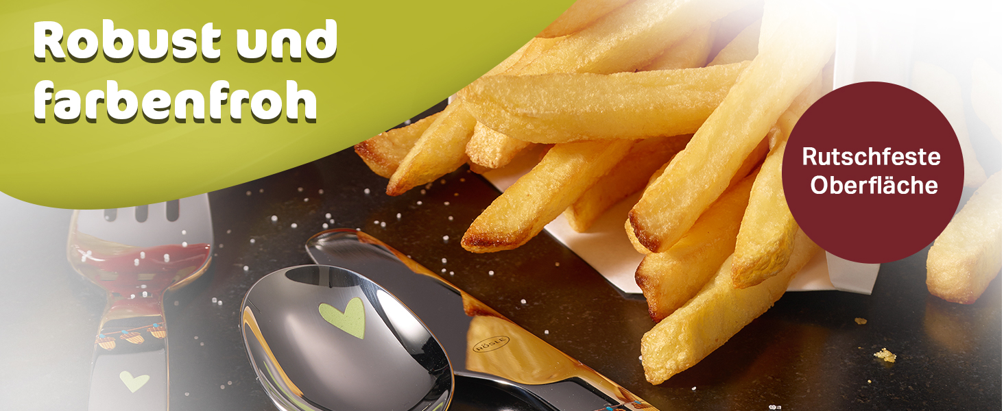 Дитячий набір столових приборів RÖSLE 'Waldfreunde' (4 шт.) з нержавіючої сталі 18/10, для дітей від 3 років, придатний для миття в посудомийній машині, чудовий подарунок на хрещення для хлопчиків та дівчаток