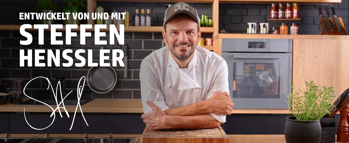 Сковорода-гриль HENSSELERS® з чавуну [26 см] для всіх типів плит та духовок, включаючи газові та індукційні плити. Антипригарна сковорода для стейків. Чотирикутна чавунна сковорода для гриля