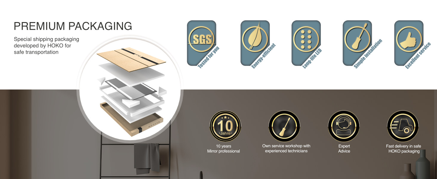 Дзеркало для ванної кімнати HOKO круглої форми, 80 см з підсвічуванням, антизапарювання, рамка, сенсорний вимикач з пам'яттю, регулювання світла 2700-6500K (тепле біле - холодне біле - нейтральне), 80 x 80 см, чорний колір