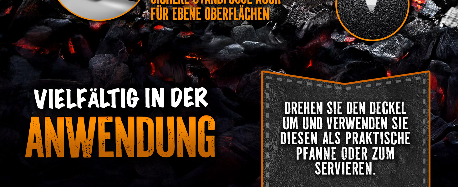 Набір голландської печі з рецептами | вже обпалений - попередньо оброблений | Голландська піч з чавуну | жаровня з підйомником кришки та ручками (каструля без ніжок, 4,2 літри / 4,5 QT) Каструля без ніжок 4,2 літри / 4,5 QT
