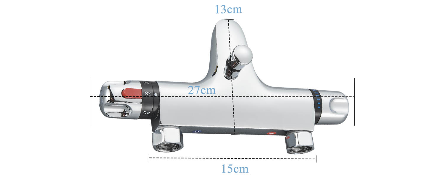 Змішувач для ванни з термостатом, настінний монтаж, хром. Змішувач для ванни та умивальника для ванної кімнати