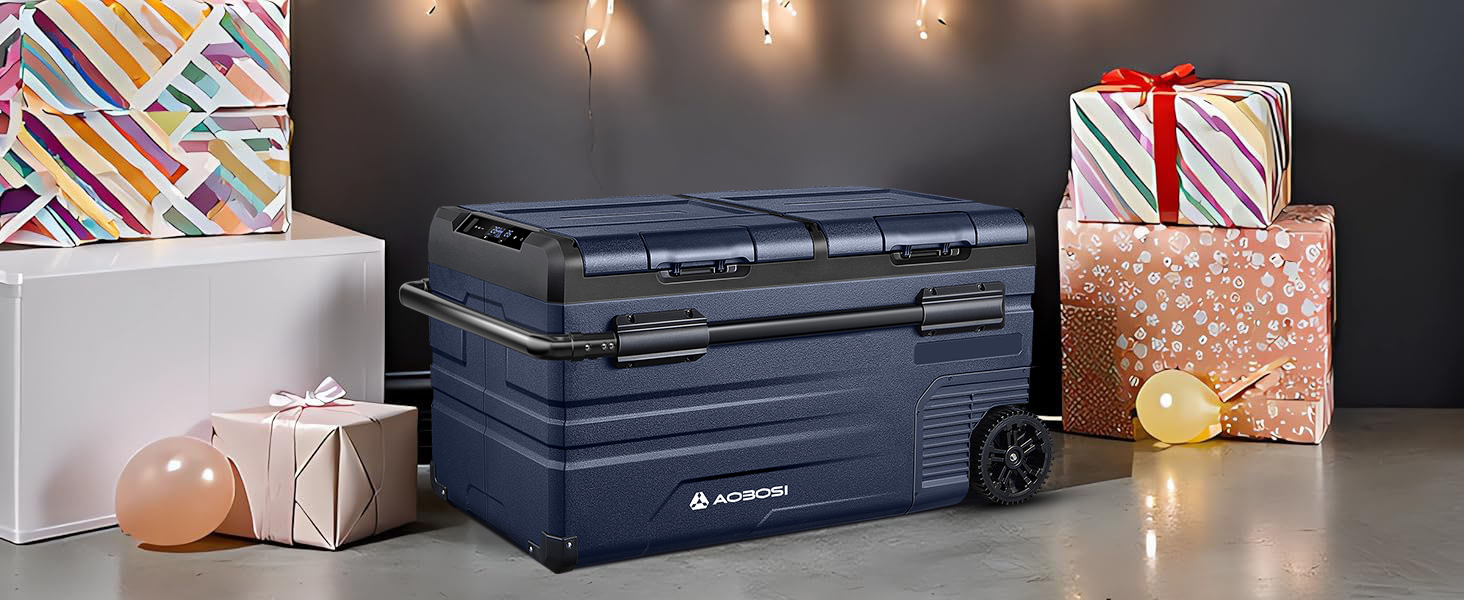 Компактний компресорний холодильник AAOBOSI Dual Zone 75L з Wi-Fi керуванням, USB-портом, 12/24/240V, -20°C до 20°C для авто, вантажівки, човна, кемпінгу
