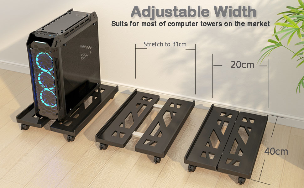 Підставка для ПК Tower, мобільна CPU підставка, універсальна підставка для комп'ютера з 4 роликами, підставка для настільного комп'ютера, візок для CPU під стіл для геймерів, студентів, дому, офісу - біла