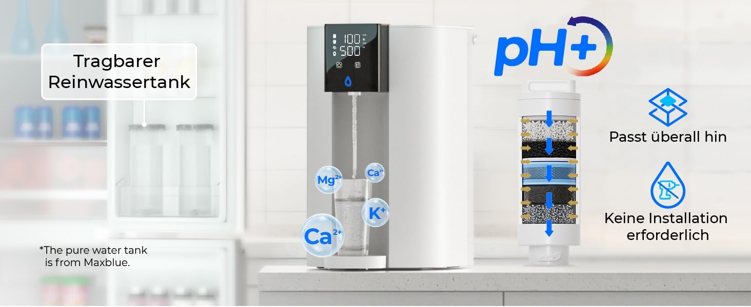 Система зворотного осмосу Waterdrop CoreRO для встановлення на стільницю, миттєвий нагрівач гарячої води, 5 температурних опцій, 6-ступенева фільтрація, 3:1 чиста вода/стоки, зменшує PFAS, без встановлення, WD-C1H, миттєво гаряча вода (температура кімнати, лужна)