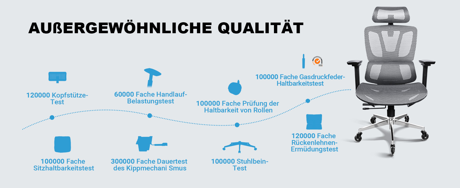 Ергономічне крісло для офісу та дому, 4D підлокітники, регулювання глибини сидіння, 4-рівневий нахил, гумові колеса, сітчасте сидіння, висока спинка, для великих людей, Homeoffice & Gaming (Сірий, сітчасте сидіння)