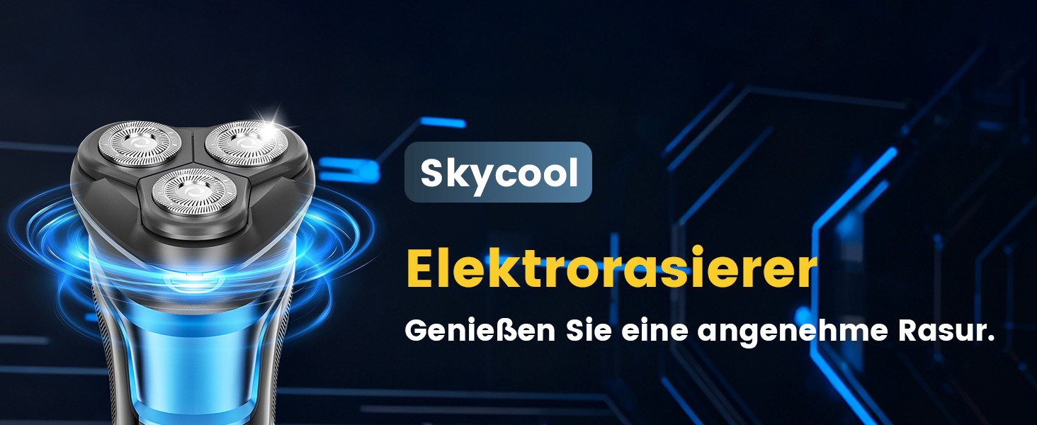 Електрична бритва Skycool для чоловіків 3-в-1: волога/суха, IPX7, з тримером, LED-дисплеєм, швидка зарядка - подарунок для чоловіків