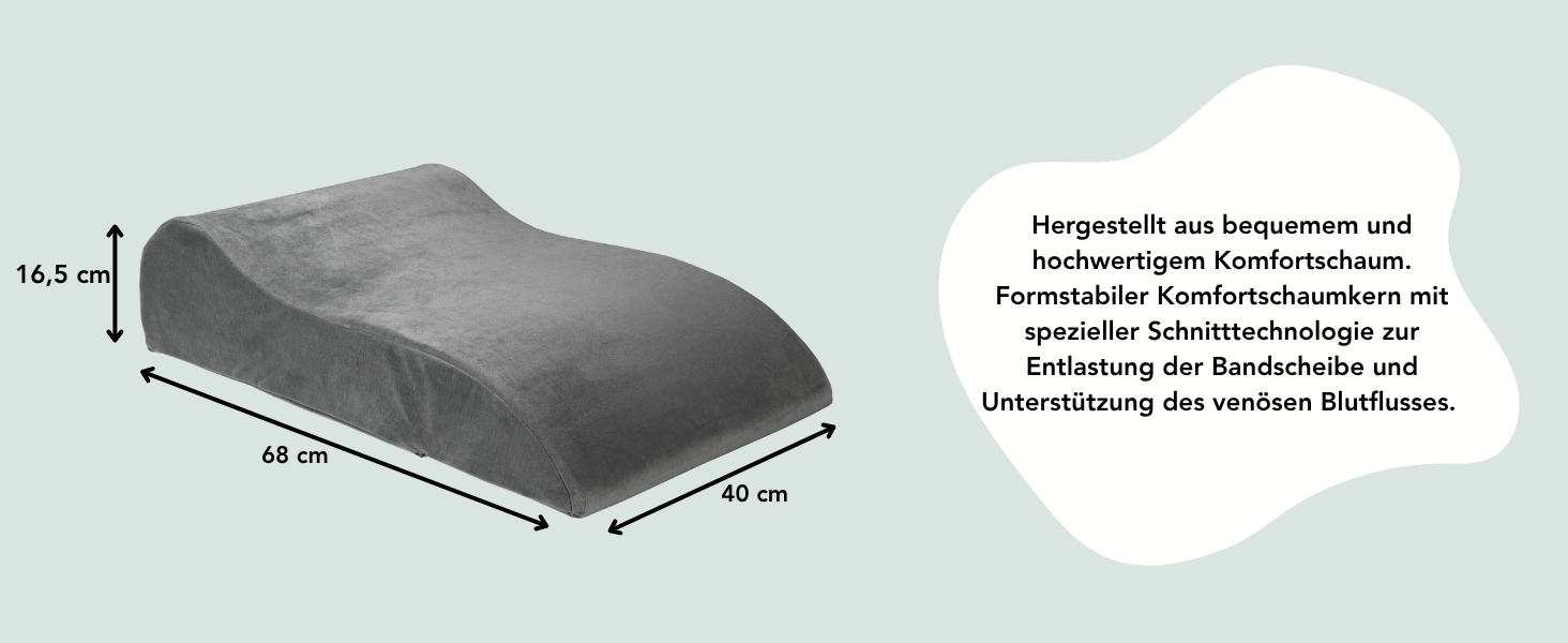 Подушка для підйому ніг XDREAM | Ергономічна | Підтримує та знімає навантаження | Знімна та пральна наволочка | Сертифікат Öko-Tex | Сірий антрацит